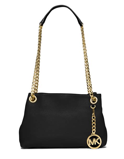 michael kors chain shoulder bag black|Michael Kors purse chain strap.